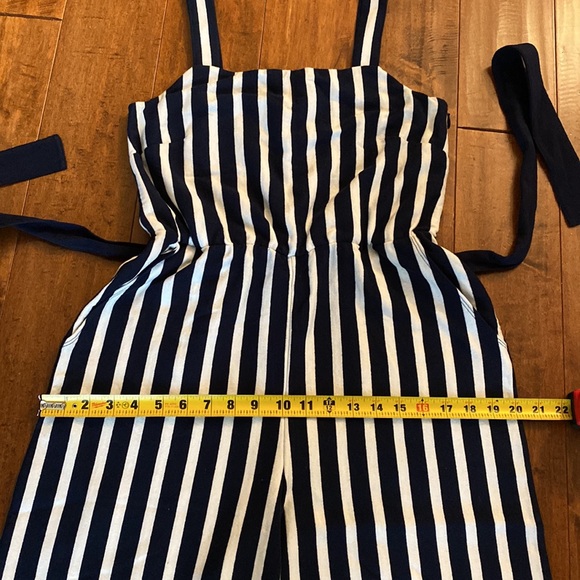 J. Crew Navy and White Striped Jumpsuit Sz 2 - Picture 13 of 14